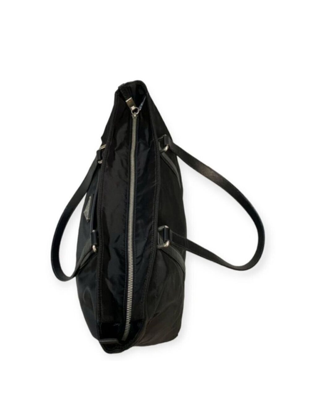 Authentic Prada Tessuto Nylon Tote Bag | Black Triangle Logo | Lampo Zipper - Picture 14 of 15
